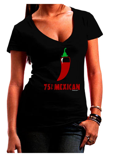 Seventy-Five Percent Mexican Juniors V-Neck Dark T-Shirt-Womens V-Neck T-Shirts-TooLoud-Black-Juniors Fitted Small-Davson Sales