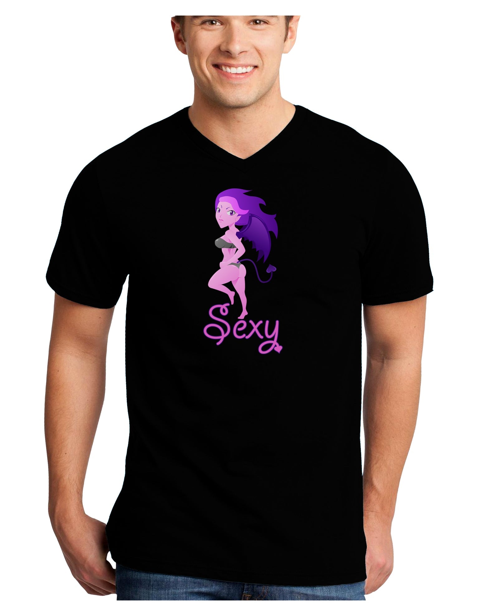 Sexy Succubus - Sexy Text Adult Dark V-Neck T-Shirt-Mens V-Neck T-Shirt-TooLoud-Black-Small-Davson Sales