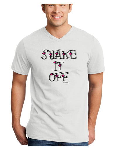 Shake It Off Text Cute with Hearts Adult V-Neck T-shirt by TooLoud-Mens V-Neck T-Shirt-TooLoud-White-Small-Davson Sales