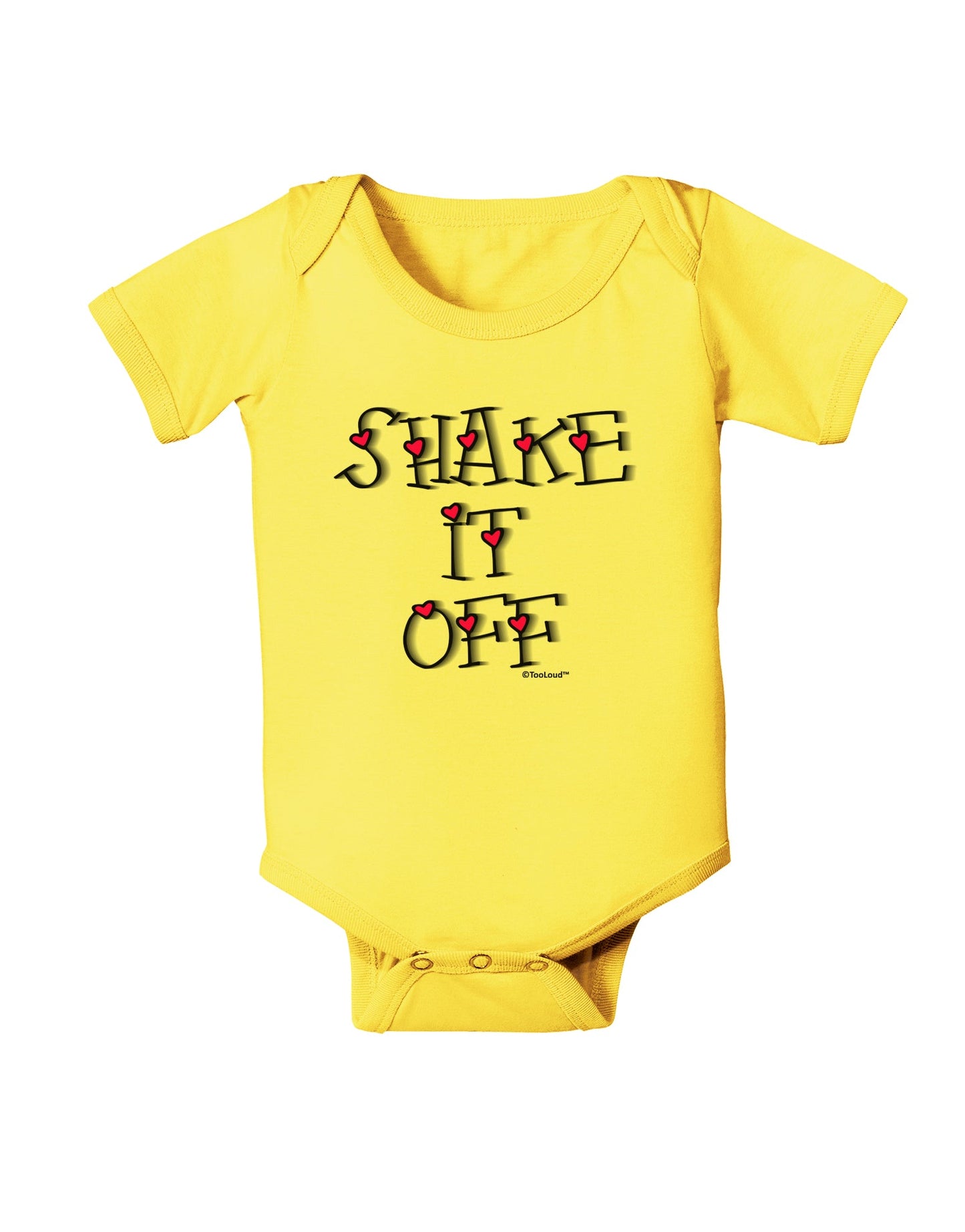 Shake It Off Text Cute with Hearts Baby Romper Bodysuit by TooLoud-Baby Romper-TooLoud-Yellow-06-Months-Davson Sales