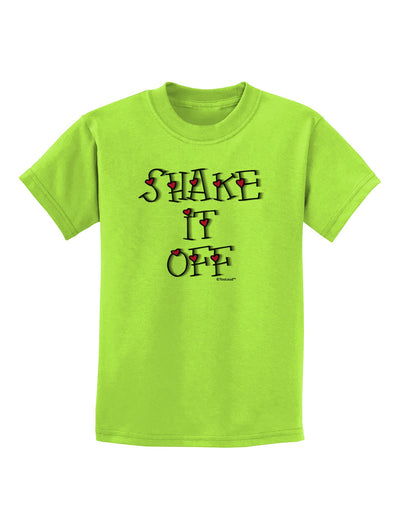 Shake It Off Text Cute with Hearts Childrens T-Shirt by TooLoud-Childrens T-Shirt-TooLoud-Lime-Green-X-Small-Davson Sales