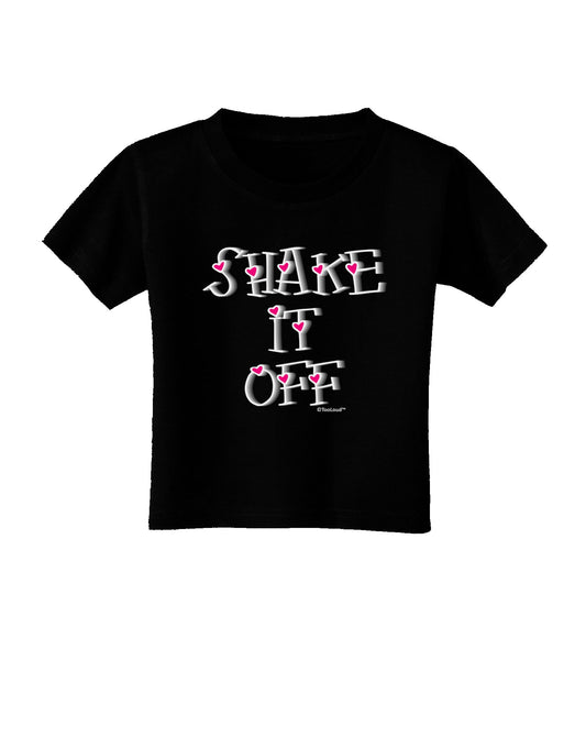 Shake It Off Text Cute with Hearts Toddler T-Shirt Dark by TooLoud-Toddler T-Shirt-TooLoud-Black-2T-Davson Sales