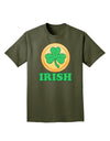 Shamrock Button - Irish Adult Dark T-Shirt by TooLoud-Mens T-Shirt-TooLoud-Military-Green-Small-Davson Sales