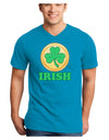 Shamrock Button - Irish Adult Dark V-Neck T-Shirt by TooLoud-Mens V-Neck T-Shirt-TooLoud-Turquoise-Small-Davson Sales