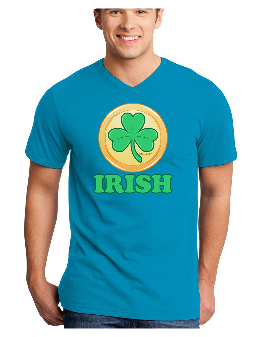 Shamrock Button - Irish Adult Dark V-Neck T-Shirt by TooLoud-Mens V-Neck T-Shirt-TooLoud-Black-Small-Davson Sales