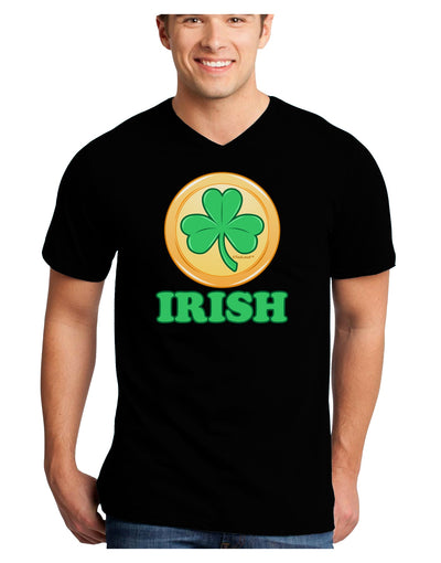 Shamrock Button - Irish Adult Dark V-Neck T-Shirt by TooLoud-Mens V-Neck T-Shirt-TooLoud-Black-Small-Davson Sales