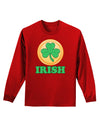 Shamrock Button - Irish Adult Long Sleeve Dark T-Shirt by TooLoud-TooLoud-Red-Small-Davson Sales