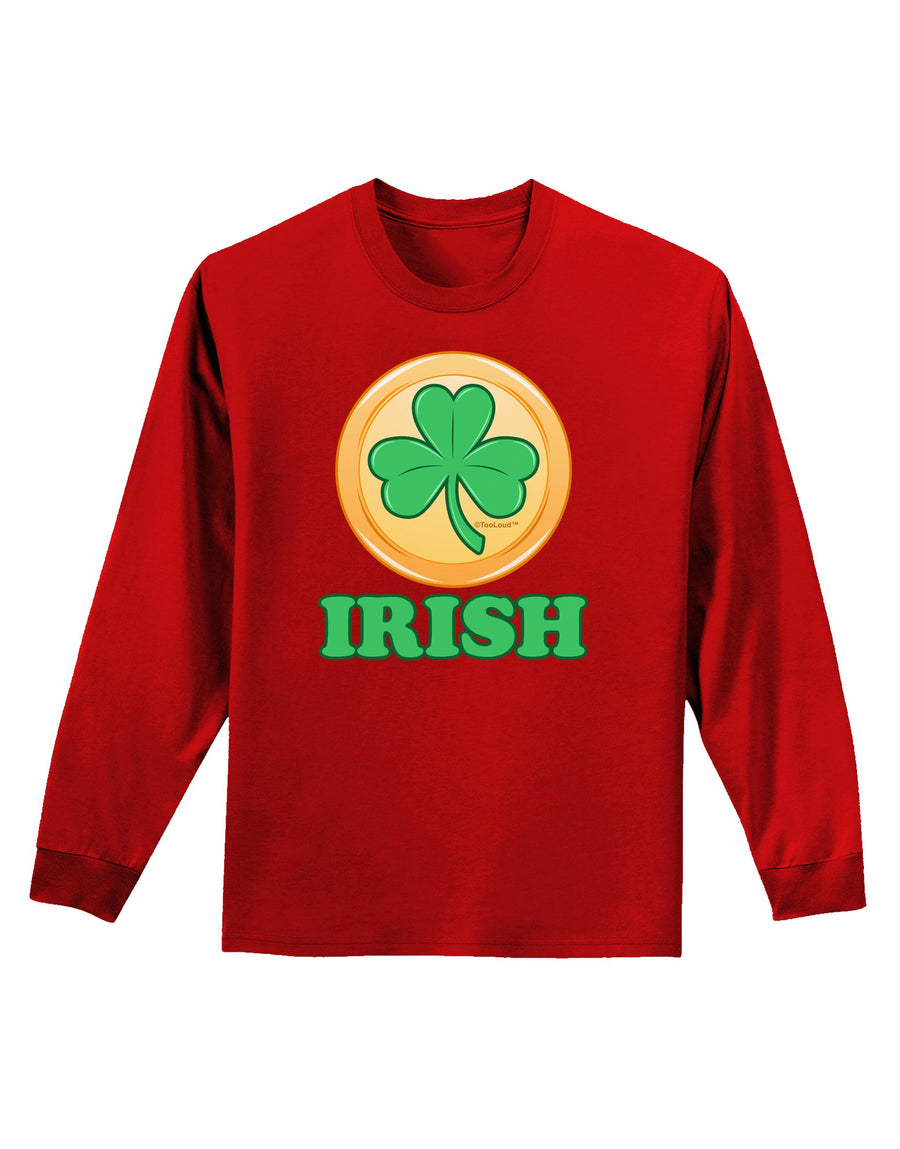 Shamrock Button - Irish Adult Long Sleeve Dark T-Shirt by TooLoud-TooLoud-Black-Small-Davson Sales