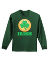 Shamrock Button - Irish Adult Long Sleeve Dark T-Shirt by TooLoud-TooLoud-Dark-Green-Small-Davson Sales