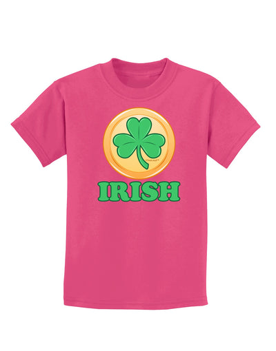 Shamrock Button - Irish Childrens Dark T-Shirt by TooLoud-Childrens T-Shirt-TooLoud-Sangria-X-Small-Davson Sales