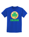 Shamrock Button - Irish Childrens Dark T-Shirt by TooLoud-Childrens T-Shirt-TooLoud-Royal-Blue-X-Small-Davson Sales