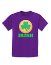 Shamrock Button - Irish Childrens Dark T-Shirt by TooLoud-Childrens T-Shirt-TooLoud-Purple-X-Small-Davson Sales