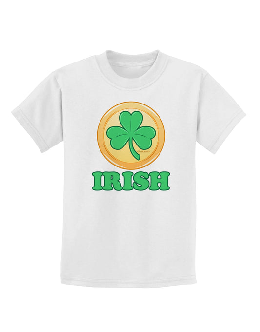 Shamrock Button - Irish Childrens T-Shirt by TooLoud-Childrens T-Shirt-TooLoud-White-X-Small-Davson Sales