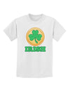 Shamrock Button - Irish Childrens T-Shirt by TooLoud-Childrens T-Shirt-TooLoud-White-X-Small-Davson Sales