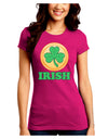 Shamrock Button - Irish Juniors Crew Dark T-Shirt by TooLoud-T-Shirts Juniors Tops-TooLoud-Hot-Pink-Juniors Fitted Small-Davson Sales