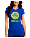 Shamrock Button - Irish Juniors Crew Dark T-Shirt by TooLoud-T-Shirts Juniors Tops-TooLoud-Royal-Blue-Juniors Fitted Small-Davson Sales