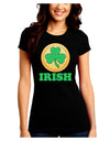 Shamrock Button - Irish Juniors Crew Dark T-Shirt by TooLoud-T-Shirts Juniors Tops-TooLoud-Black-Juniors Fitted Small-Davson Sales