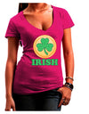 Shamrock Button - Irish Juniors V-Neck Dark T-Shirt by TooLoud-Womens V-Neck T-Shirts-TooLoud-Hot-Pink-Juniors Fitted Small-Davson Sales