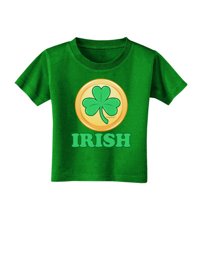 Shamrock Button - Irish Toddler T-Shirt Dark by TooLoud-Toddler T-Shirt-TooLoud-Clover-Green-2T-Davson Sales