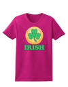 Shamrock Button - Irish Womens Dark T-Shirt by TooLoud-Womens T-Shirt-TooLoud-Hot-Pink-Small-Davson Sales