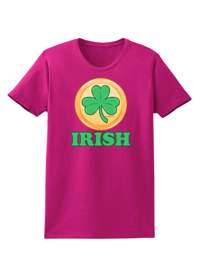 Shamrock Button - Irish Womens Dark T-Shirt by TooLoud-Womens T-Shirt-TooLoud-Hot-Pink-Small-Davson Sales