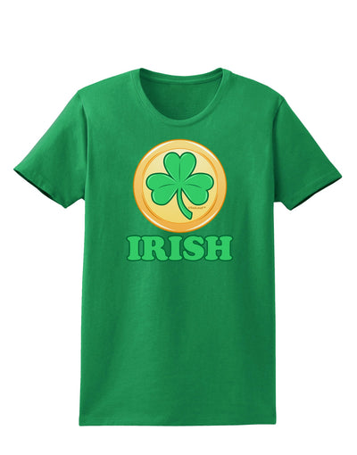 Shamrock Button - Irish Womens Dark T-Shirt by TooLoud-Womens T-Shirt-TooLoud-Kelly-Green-X-Small-Davson Sales