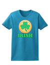 Shamrock Button - Irish Womens Dark T-Shirt by TooLoud-Womens T-Shirt-TooLoud-Turquoise-X-Small-Davson Sales