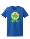 Shamrock Button - Irish Womens Dark T-Shirt by TooLoud-Womens T-Shirt-TooLoud-Royal-Blue-X-Small-Davson Sales