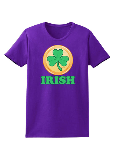 Shamrock Button - Irish Womens Dark T-Shirt by TooLoud-Womens T-Shirt-TooLoud-Purple-X-Small-Davson Sales