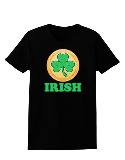 Shamrock Button - Irish Womens Dark T-Shirt by TooLoud-Womens T-Shirt-TooLoud-Black-X-Small-Davson Sales