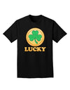 Shamrock Button - Lucky Adult Dark T-Shirt by TooLoud-Mens T-Shirt-TooLoud-Black-Small-Davson Sales