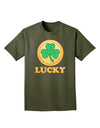 Shamrock Button - Lucky Adult Dark T-Shirt by TooLoud-Mens T-Shirt-TooLoud-Military-Green-Small-Davson Sales