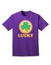 Shamrock Button - Lucky Adult Dark T-Shirt by TooLoud-Mens T-Shirt-TooLoud-Purple-Small-Davson Sales