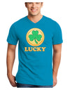 Shamrock Button - Lucky Adult Dark V-Neck T-Shirt by TooLoud-Mens V-Neck T-Shirt-TooLoud-Turquoise-Small-Davson Sales