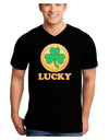 Shamrock Button - Lucky Adult Dark V-Neck T-Shirt by TooLoud-Mens V-Neck T-Shirt-TooLoud-Black-Small-Davson Sales