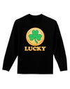 Shamrock Button - Lucky Adult Long Sleeve Dark T-Shirt by TooLoud-TooLoud-Black-Small-Davson Sales