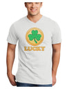 Shamrock Button - Lucky Adult V-Neck T-shirt by TooLoud-Mens V-Neck T-Shirt-TooLoud-White-Small-Davson Sales