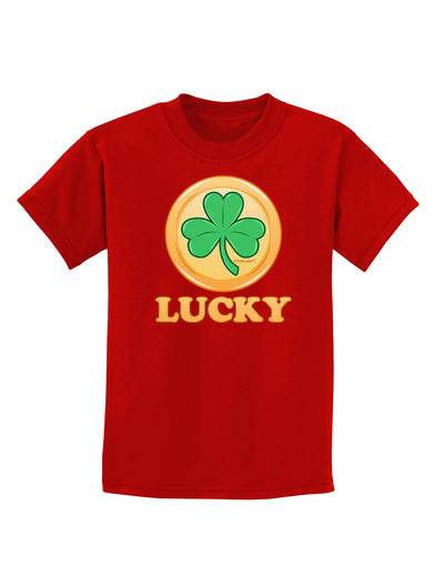 Shamrock Button - Lucky Childrens Dark T-Shirt by TooLoud-Childrens T-Shirt-TooLoud-Red-X-Small-Davson Sales