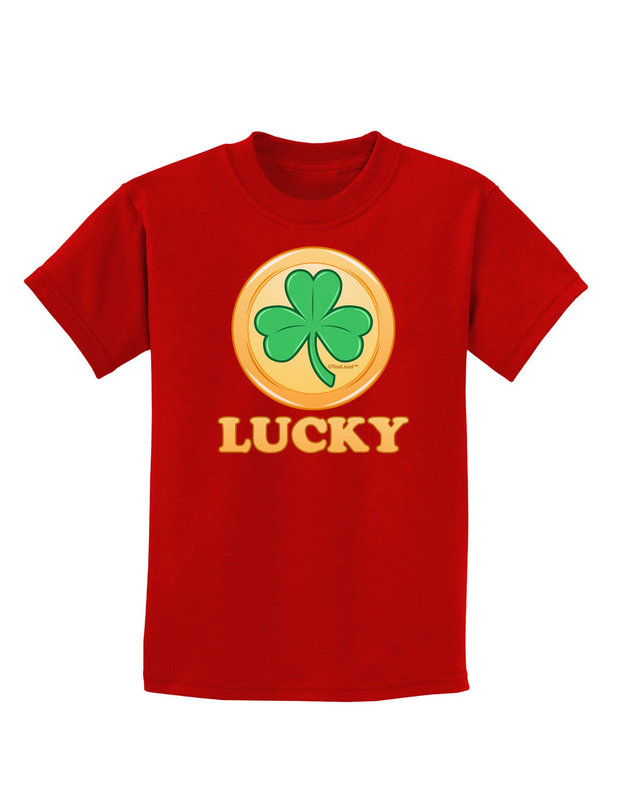 Shamrock Button - Lucky Childrens Dark T-Shirt by TooLoud-Childrens T-Shirt-TooLoud-Black-X-Small-Davson Sales