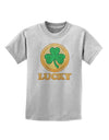 Shamrock Button - Lucky Childrens T-Shirt by TooLoud-Childrens T-Shirt-TooLoud-AshGray-X-Small-Davson Sales