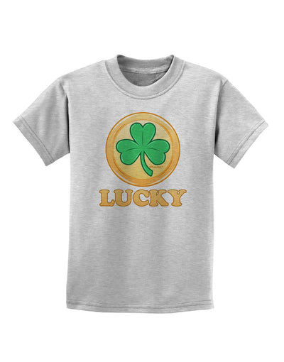 Shamrock Button - Lucky Childrens T-Shirt by TooLoud-Childrens T-Shirt-TooLoud-AshGray-X-Small-Davson Sales