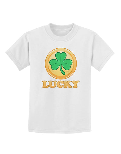 Shamrock Button - Lucky Childrens T-Shirt by TooLoud-Childrens T-Shirt-TooLoud-White-X-Small-Davson Sales