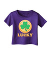 Shamrock Button - Lucky Infant T-Shirt Dark by TooLoud-Infant T-Shirt-TooLoud-Purple-06-Months-Davson Sales