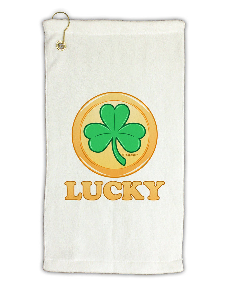 Shamrock Button - Lucky Micro Terry Gromet Golf Towel 16 x 25 inch by TooLoud-Golf Towel-TooLoud-White-Davson Sales