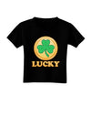 Shamrock Button - Lucky Toddler T-Shirt Dark by TooLoud-Toddler T-Shirt-TooLoud-Black-2T-Davson Sales