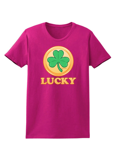 Shamrock Button - Lucky Womens Dark T-Shirt by TooLoud-Womens T-Shirt-TooLoud-Hot-Pink-Small-Davson Sales