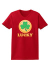 Shamrock Button - Lucky Womens Dark T-Shirt by TooLoud-Womens T-Shirt-TooLoud-Red-X-Small-Davson Sales