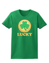 Shamrock Button - Lucky Womens Dark T-Shirt by TooLoud-Womens T-Shirt-TooLoud-Kelly-Green-X-Small-Davson Sales