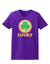 Shamrock Button - Lucky Womens Dark T-Shirt by TooLoud-Womens T-Shirt-TooLoud-Purple-X-Small-Davson Sales