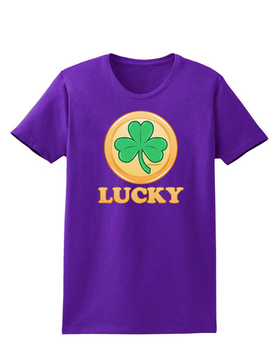 Shamrock Button - Lucky Womens Dark T-Shirt by TooLoud-Womens T-Shirt-TooLoud-Purple-X-Small-Davson Sales